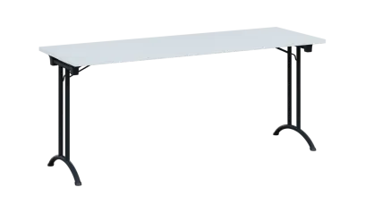 SLA 180 lak skládací jednací stůl 1800x600, deska 25 mm, podnož černý lak, deska bílá